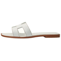 HERMES Oran Sandal Blanc Box Calfskin Leather