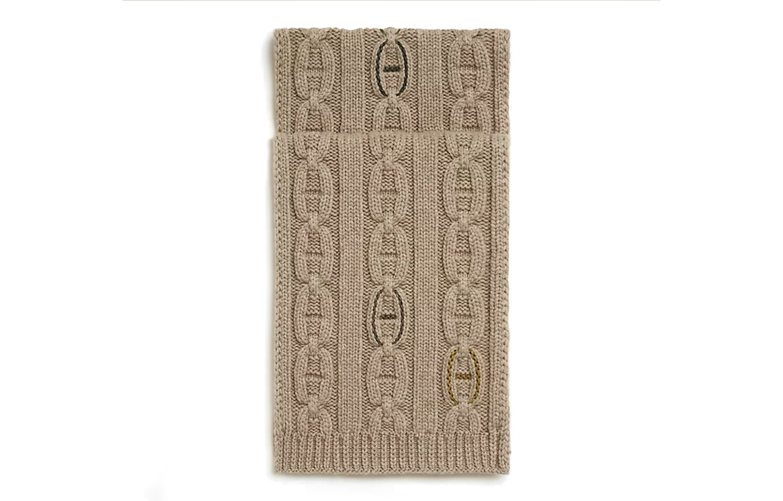 HERMES Knit Scarves Men's Beige