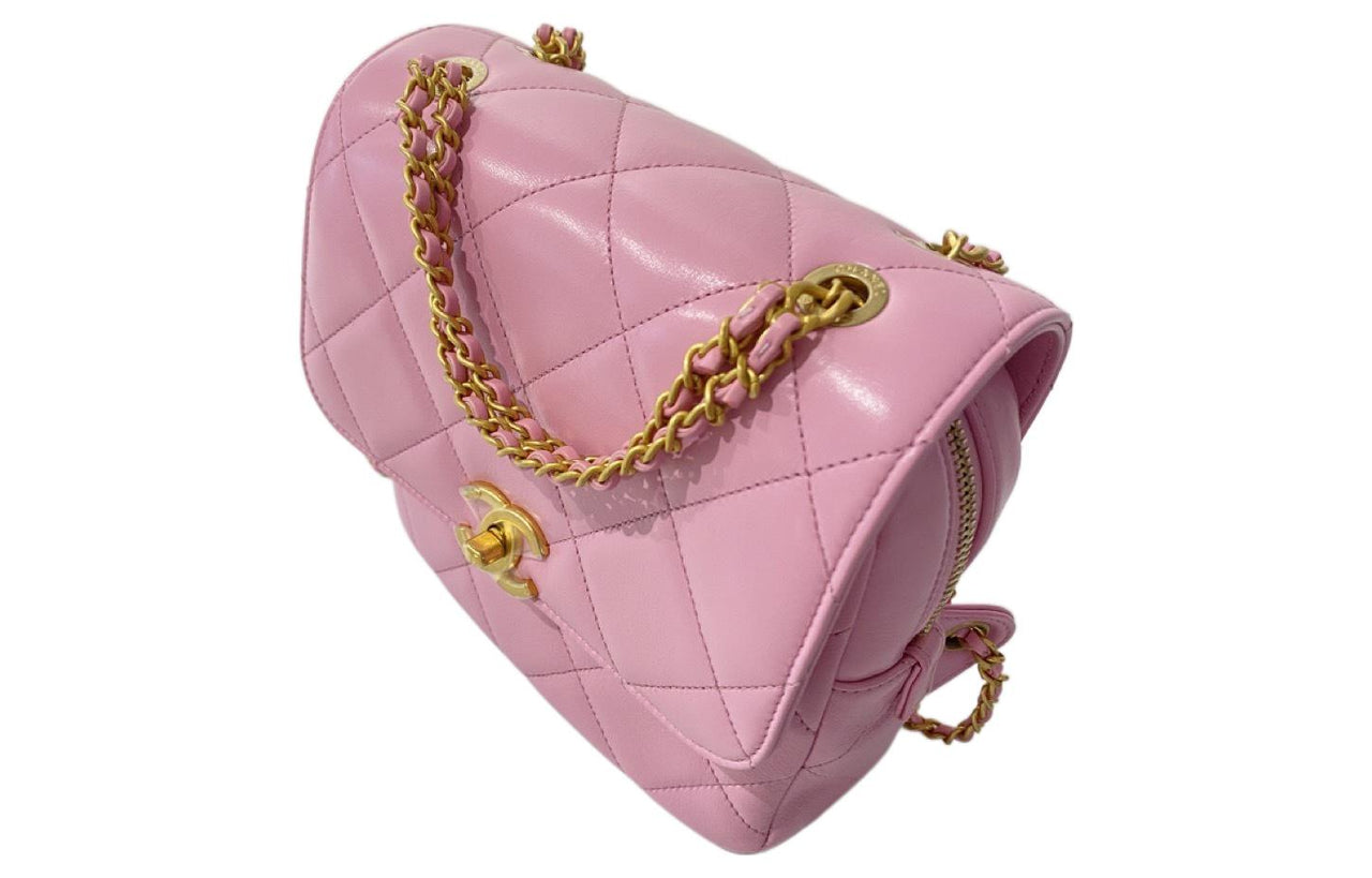 CHANEL 23P SS Sheepskin Backpack Women's Pink