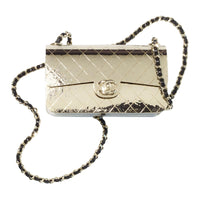 CHANEL Metal Box Bag, Evening Bag, Metal Bag, Crossbody Bag, Shoulder Bag Small Size Women's Solid Gold