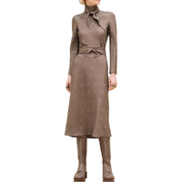 HERMES FW24 Long Sleeved Dress Women's Elephant Gray