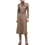 HERMES FW24 Long Sleeved Dress Women's Elephant Gray