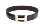 HERMES Togo Calfskin Double-Sided Leather Leather Belts Men's Black/Chocolate Width 3.8cm
