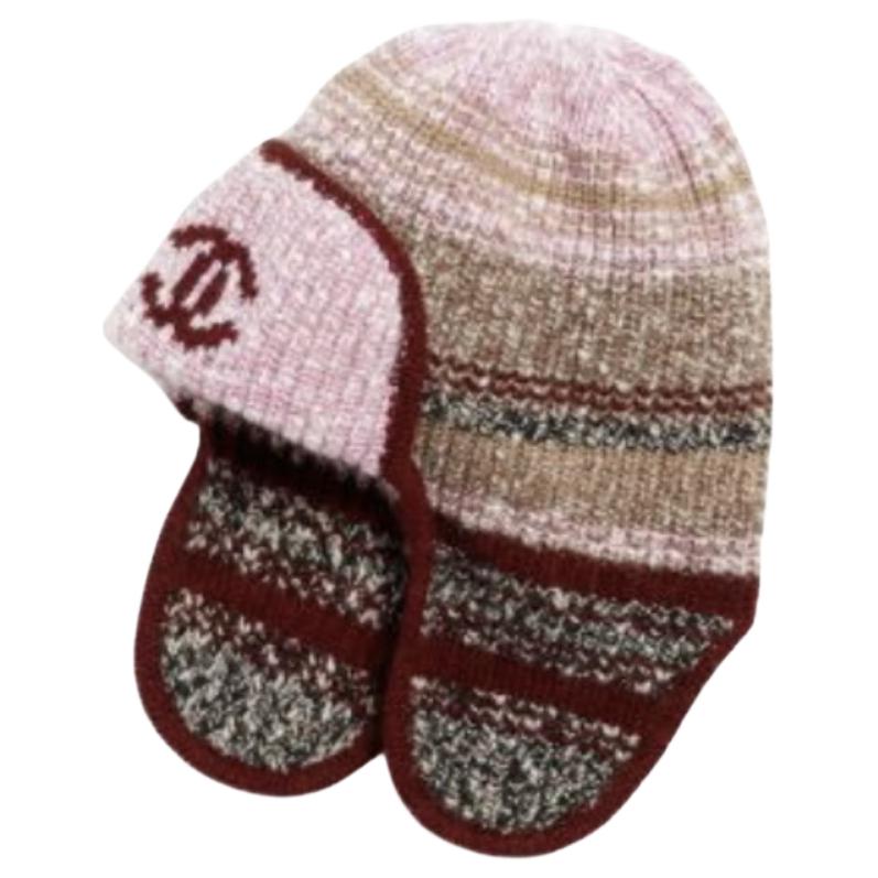 CHANEL Cashmere Trapper Hats Unisex Pink