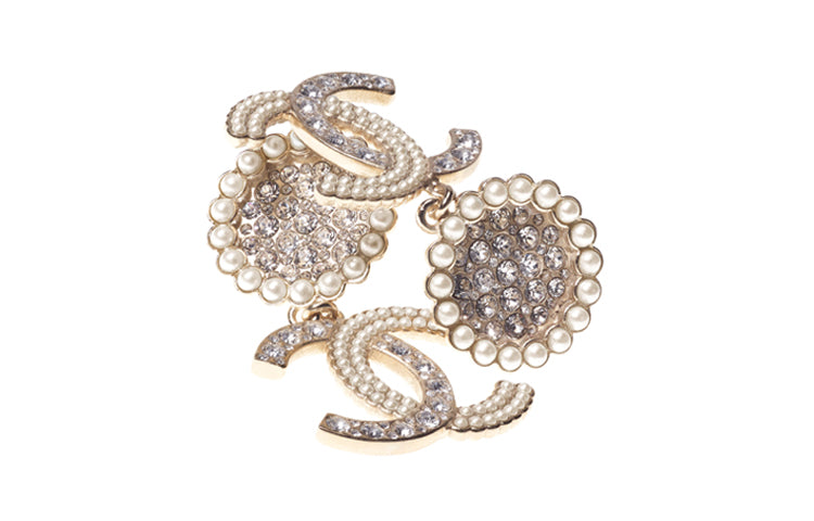 CHANEL Metal And Strass Earrings Glass Pearls