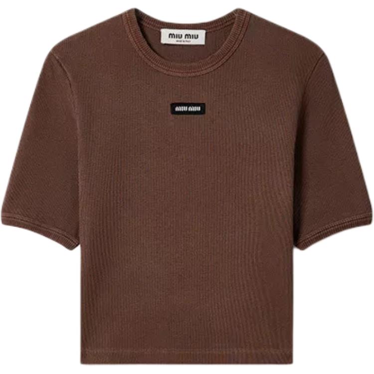 MIU MIU SS25 Crop Tops Women's Cocoa Brown