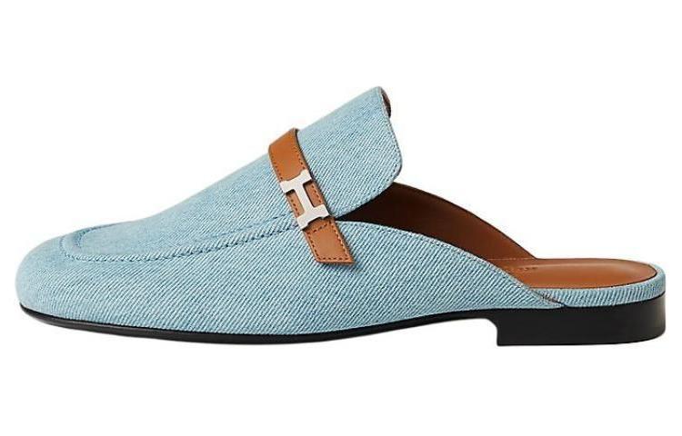 HERMES Wrap-toe Slippers Women's Blue
