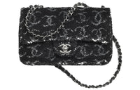 CHANEL Sequins Evening Party Bag Shoulder Bag Crossbody Bag Women's Black/Silver