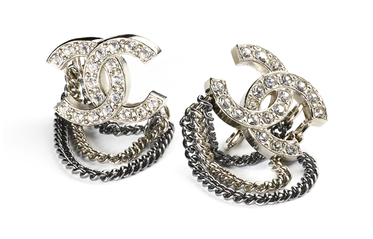 CHANEL Earrings Women's Silver/Ruthenium