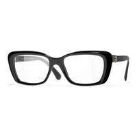 CHANEL Acetate Irregular Shape Eyeglass Frames Unisex Black