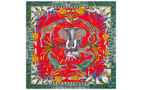 HERMES Silk Scarves Women's Red/Green/Multicolor