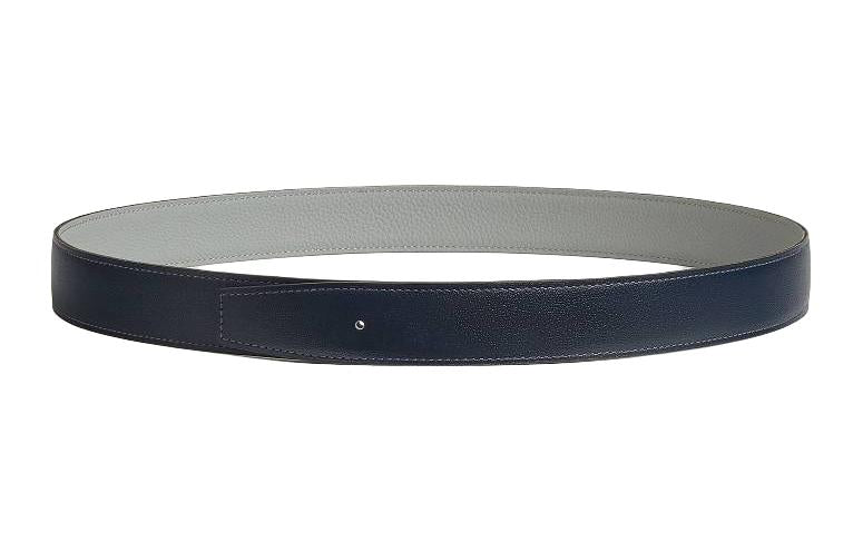 HERMES Solid Color Design Leather Belts Men's Marine Blue -