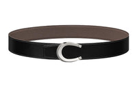 HERMES Cow Leather Leather Belts Men's Black/Tin Gray Width: 3.8cm