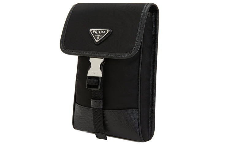 PRADA Nylon Crossbody Bag With Cell Phone Pouch Men's Black