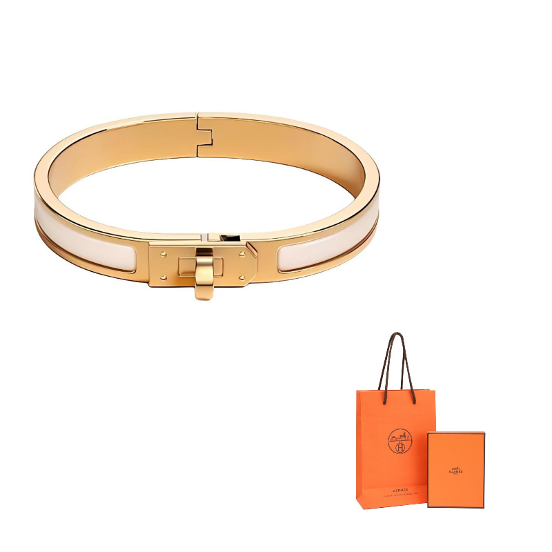 HERMES Enamel Gold-plated Bangles Women's Gold