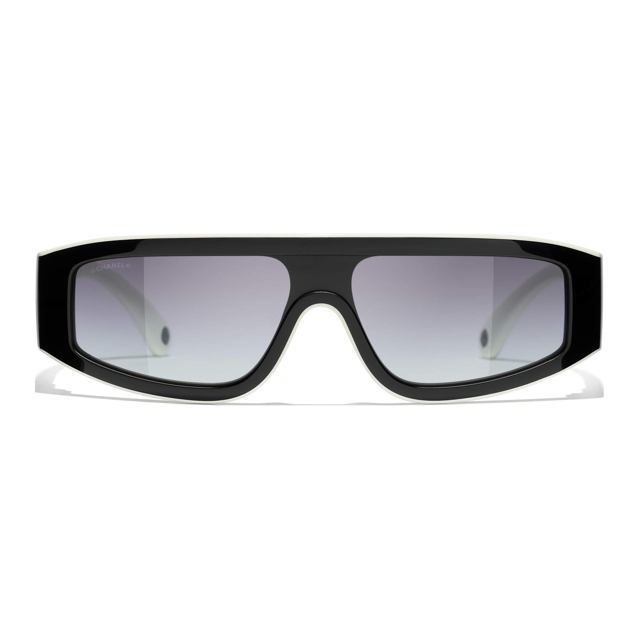 CHANEL Acetate Irregular Shape Sunglasses Unisex Black