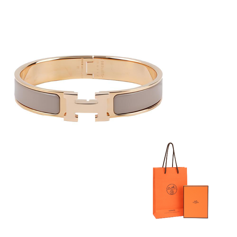 HERMES Rose Gold-Plated Bangles Women's Light Brown