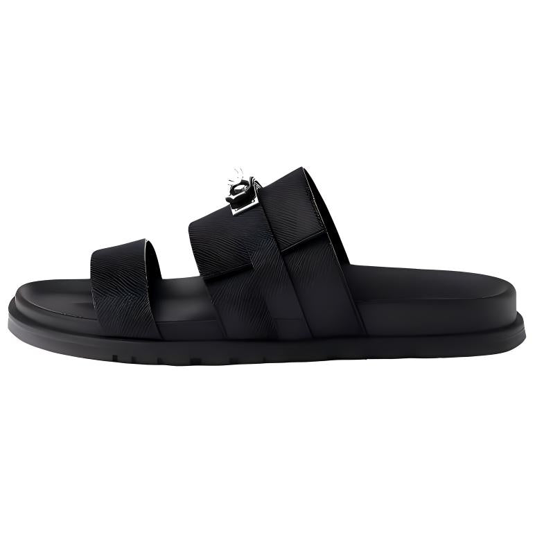 HERMES Slide Slippers Men's Black