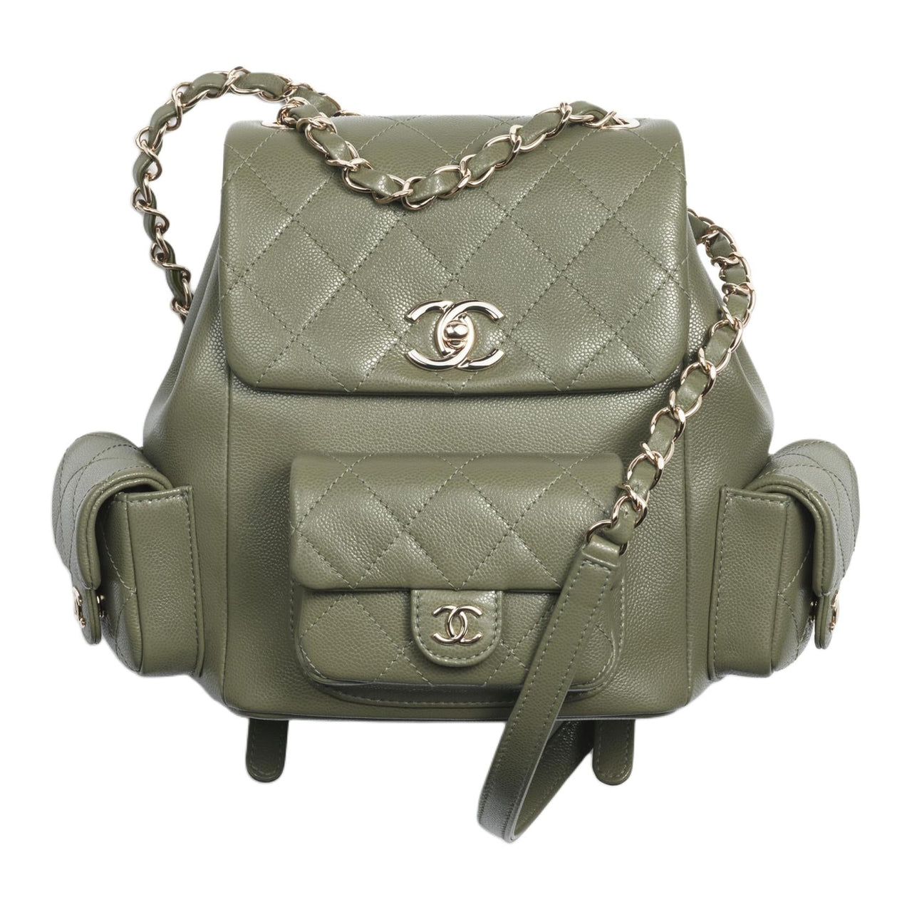CHANEL Duma Grain Bright Calfskin Backpack Women's Khaki