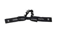 CHANEL Silk Hair Tie Women's Black