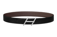HERMES New Sports Silver Buckle Togo Calfskin Belt Men's Black Width: 3.2cm