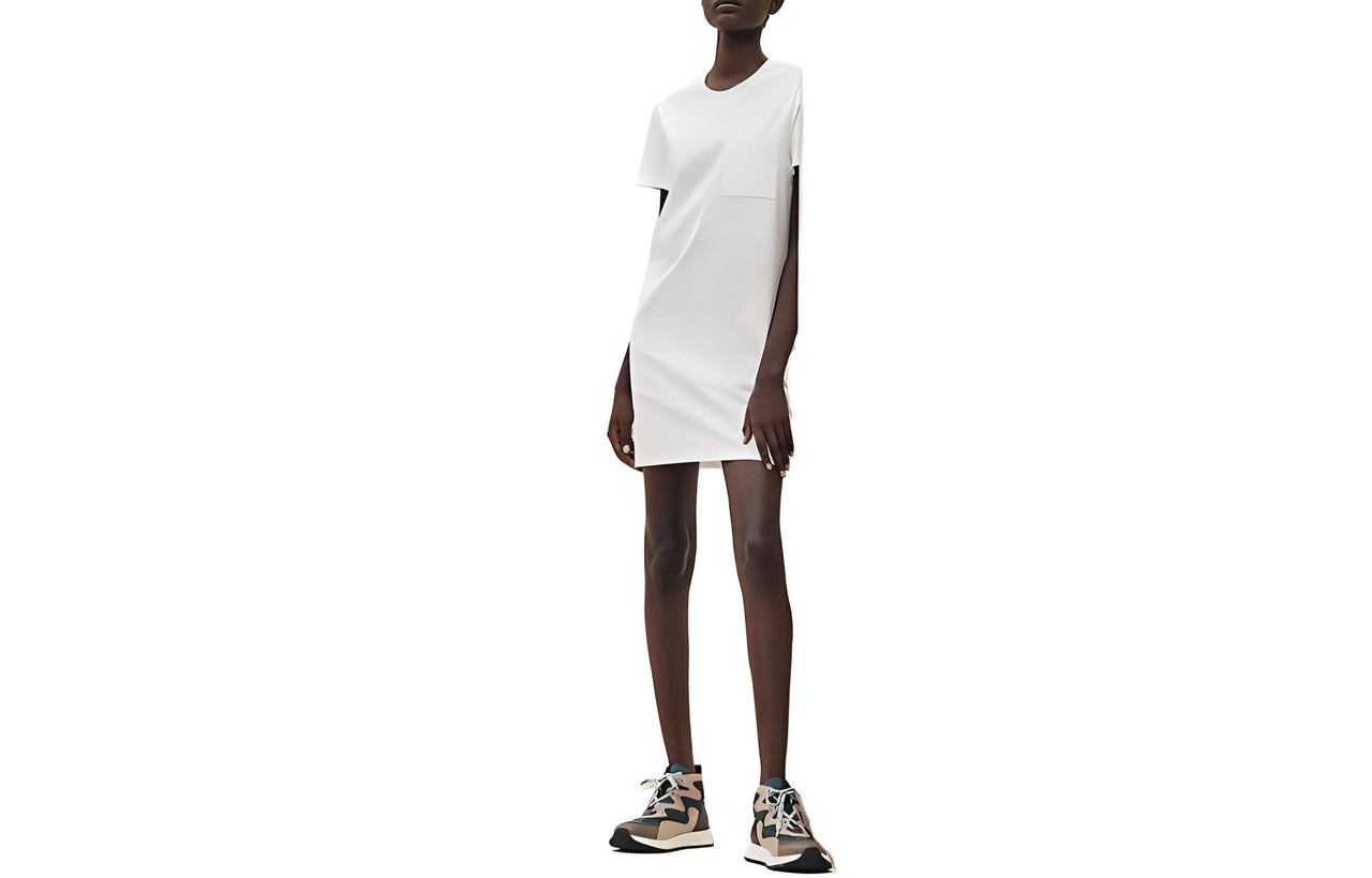HERMES Short-Sleeved Dresses Women's White