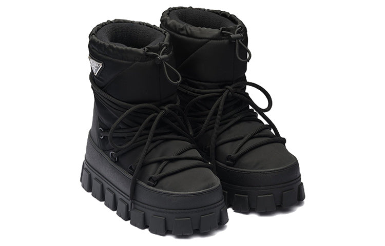 PRADA Logo Plaque Snow Boots 'Black' Women's