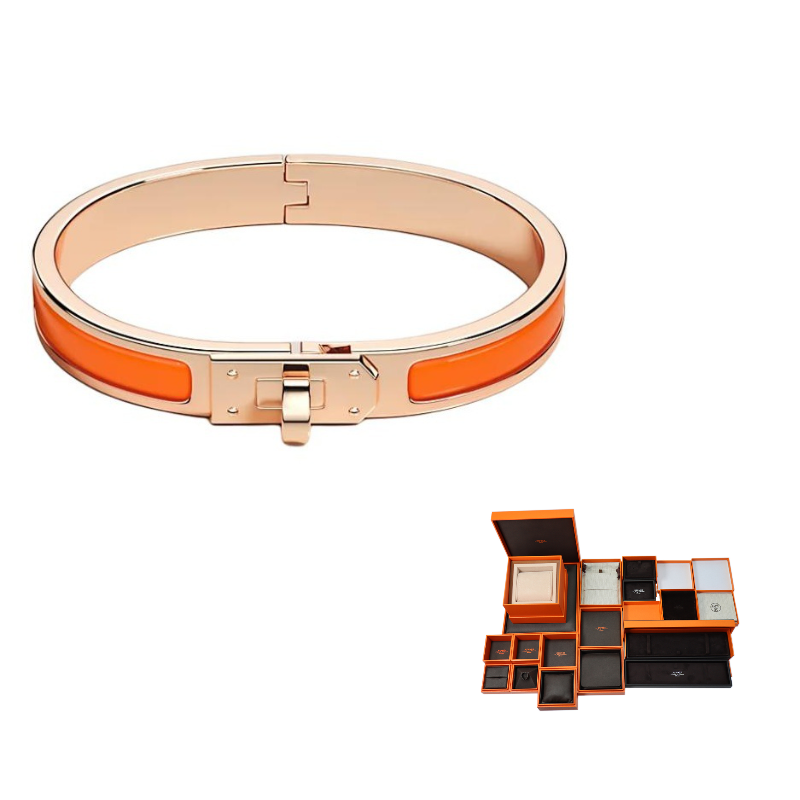 HERMES Rose Gold Plated Bracelets Women's Orange