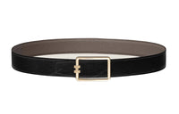 HERMES Gold Thread Lined Logo Buckle Togo Calfskin Double-Sided Leather Belt Men's Black Width: 3.2cm