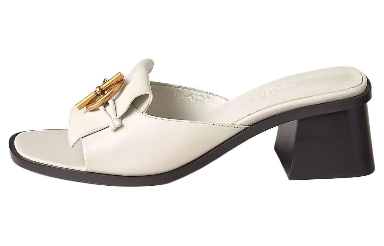HERMES Slide Slippers 5cm Women's White