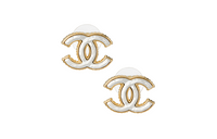 CHANEL Metal Earrings Women's White