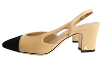CHANEL Block Heel High Heels 6.3cm Women's Beige