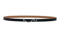 HERMES Carrousel Double Sided Leather Belts Unisex Black Width  1.3cm