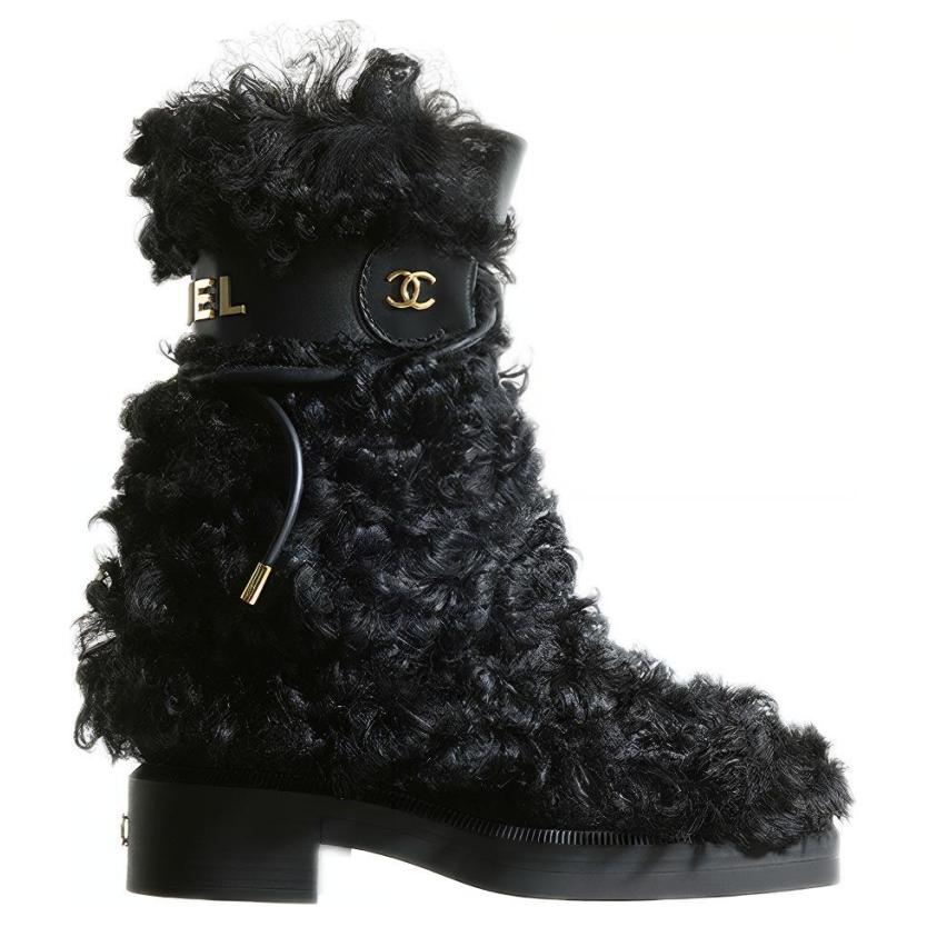 CHANEL Mid Calf Boots Women's Black
