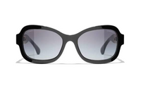 CHANEL Metal Acetate Irregular Shape Sunglasses Women's Black