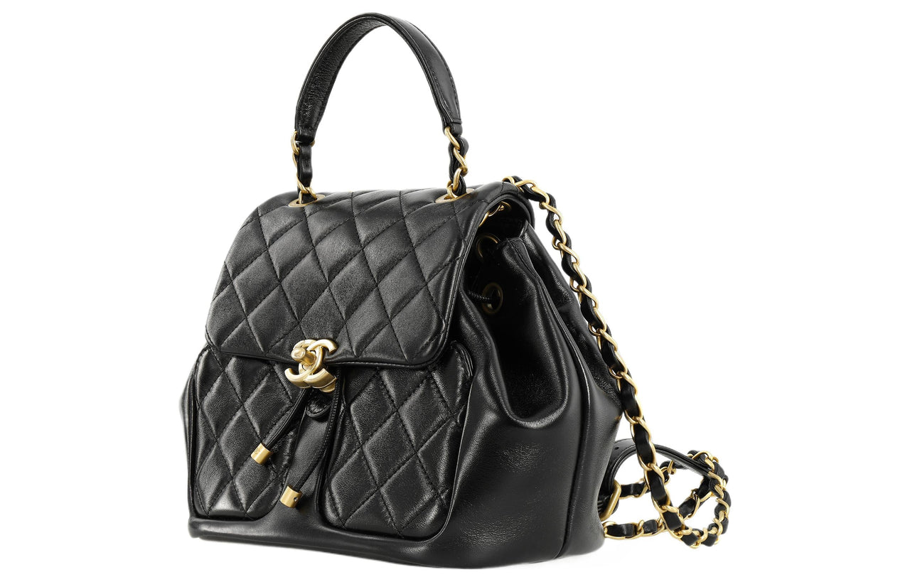 CHANEL Sheepskin Backpack Women's Black