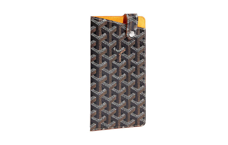 GOYARD Montmartre Canvas With Leather Cell Phone Pouch Large Size Unisex Black & Tan