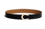 HERMES Calfskin Leather Belts Men's Black Width: 3.8cm