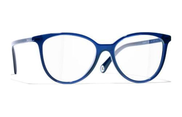 CHANEL Acetate Butterfly Eyeglass Frames Men's Blue