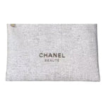 CHANEL White Envelopes Makeup Bag With Tools Minimalist Style