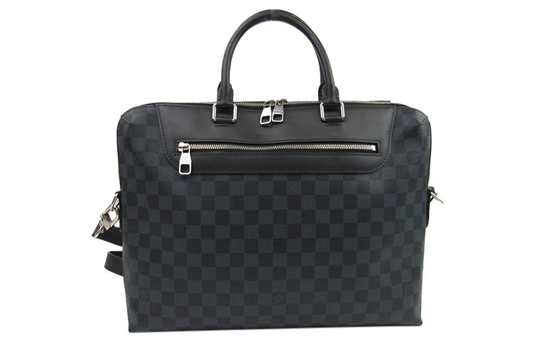 LOUIS VUITTON Canvas With Leather Handbag, Shoulder Bag, Crossbody Bag, Briefcase Men's Gray Black