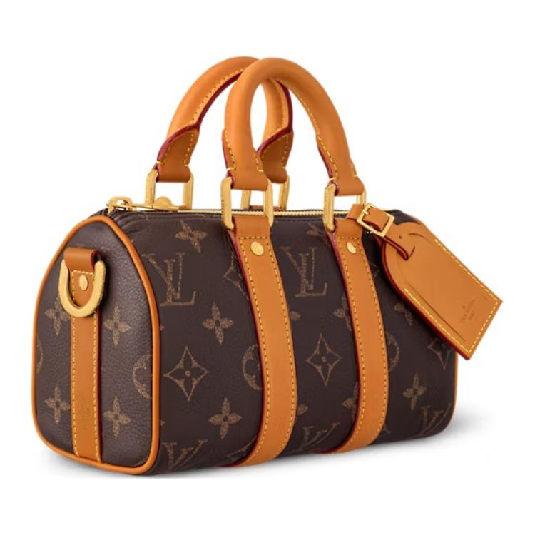 LOUIS VUITTON KeepallBandoulière Cow Leather Shoulder Bag Crossbody Bag Handbag Women's Brown And Yellow