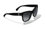 CHANEL Acetate Irregular Shape Sunglasses Unisex Black