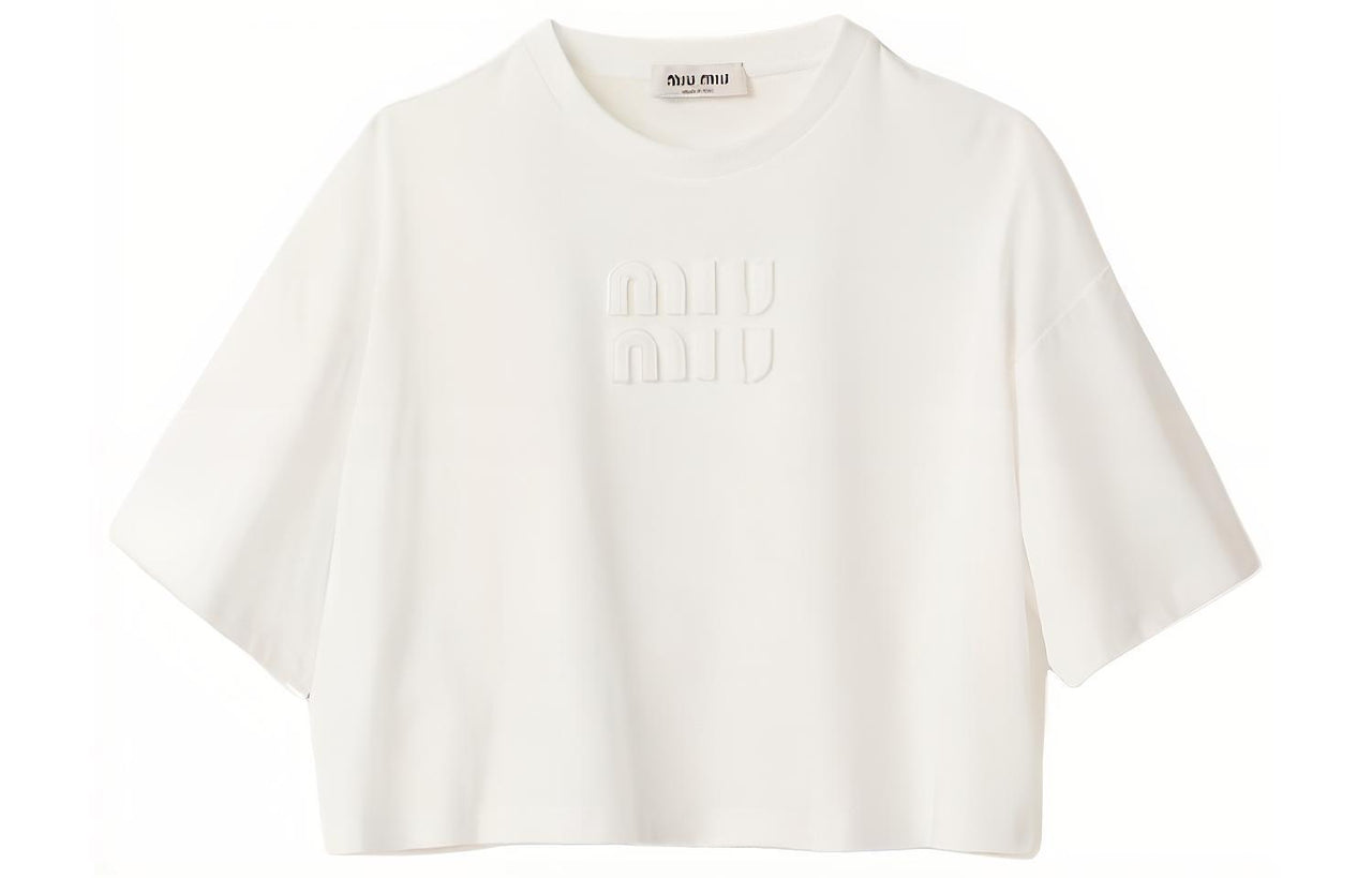 MIU MIU Embroidered logo Cotton T shirt