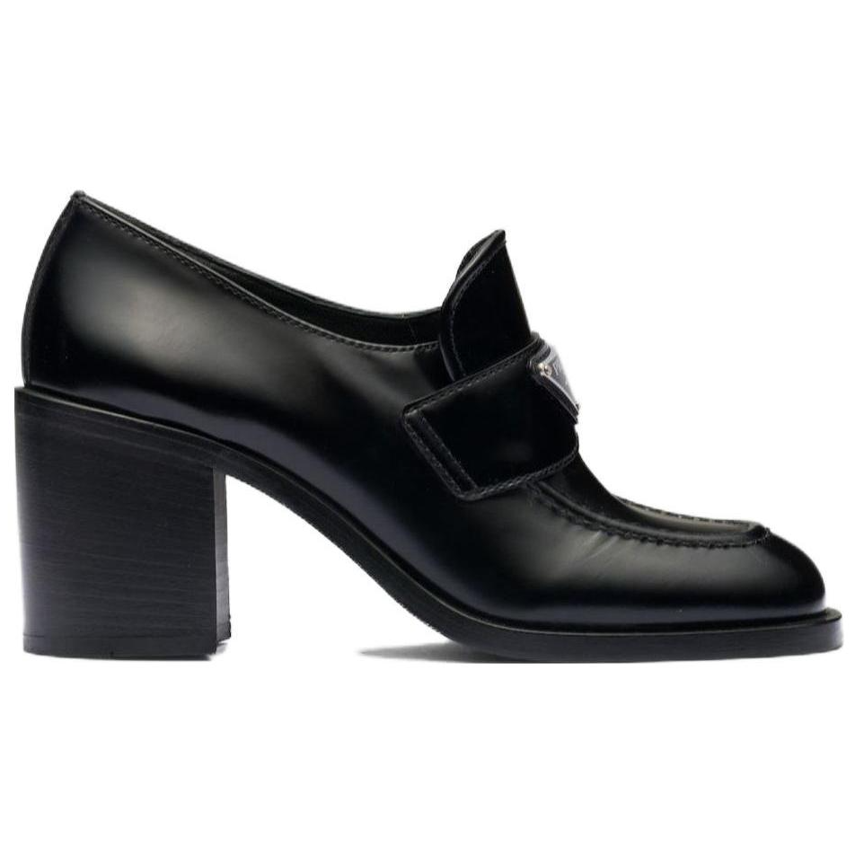 PRADA Brushed Leather High heel Loafers 'Black' Women's