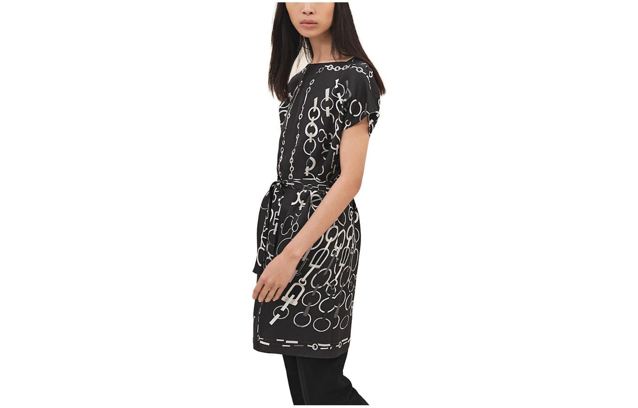 HERMES Short-Sleeved Dresses Women's Obsidian Gray