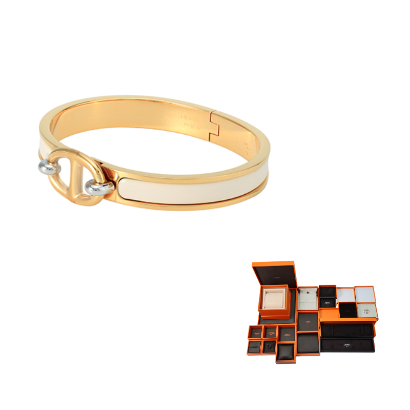 HERMES Enamel Bangles Women's Gold