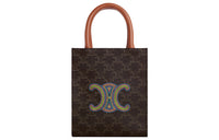 CELINE Triomphe Canvas With Calfskin Tote Bag, Shopping Bag, Shoulder Bag, Handbag Mini Women's Brown