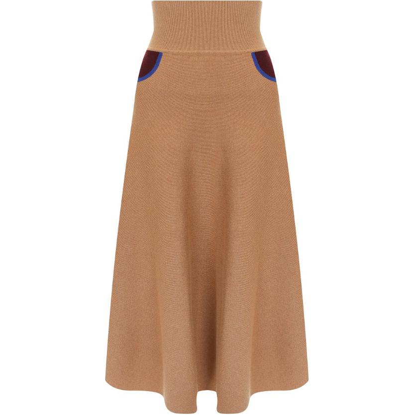 LOEWE Knit Long Skirts Women's Camel