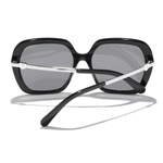 CHANEL Acetate Metal Acetate Square Sunglasses Unisex Black Silver